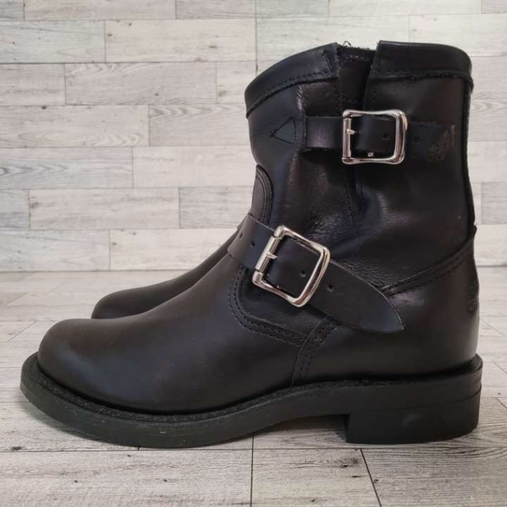 Women's Chippewa Black Leather Engineer Harness Biker Boots Size 6.5 USA Made